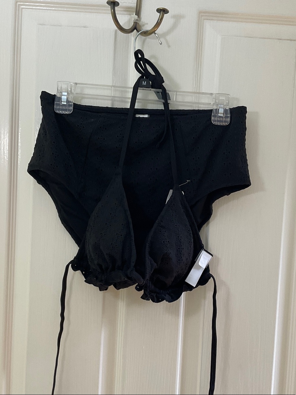 NWT Old Navy Black Eyelet Halter Swim Top